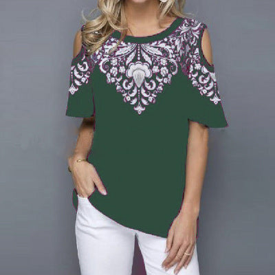 Embellished Cold Shoulder Half Sleeve Top