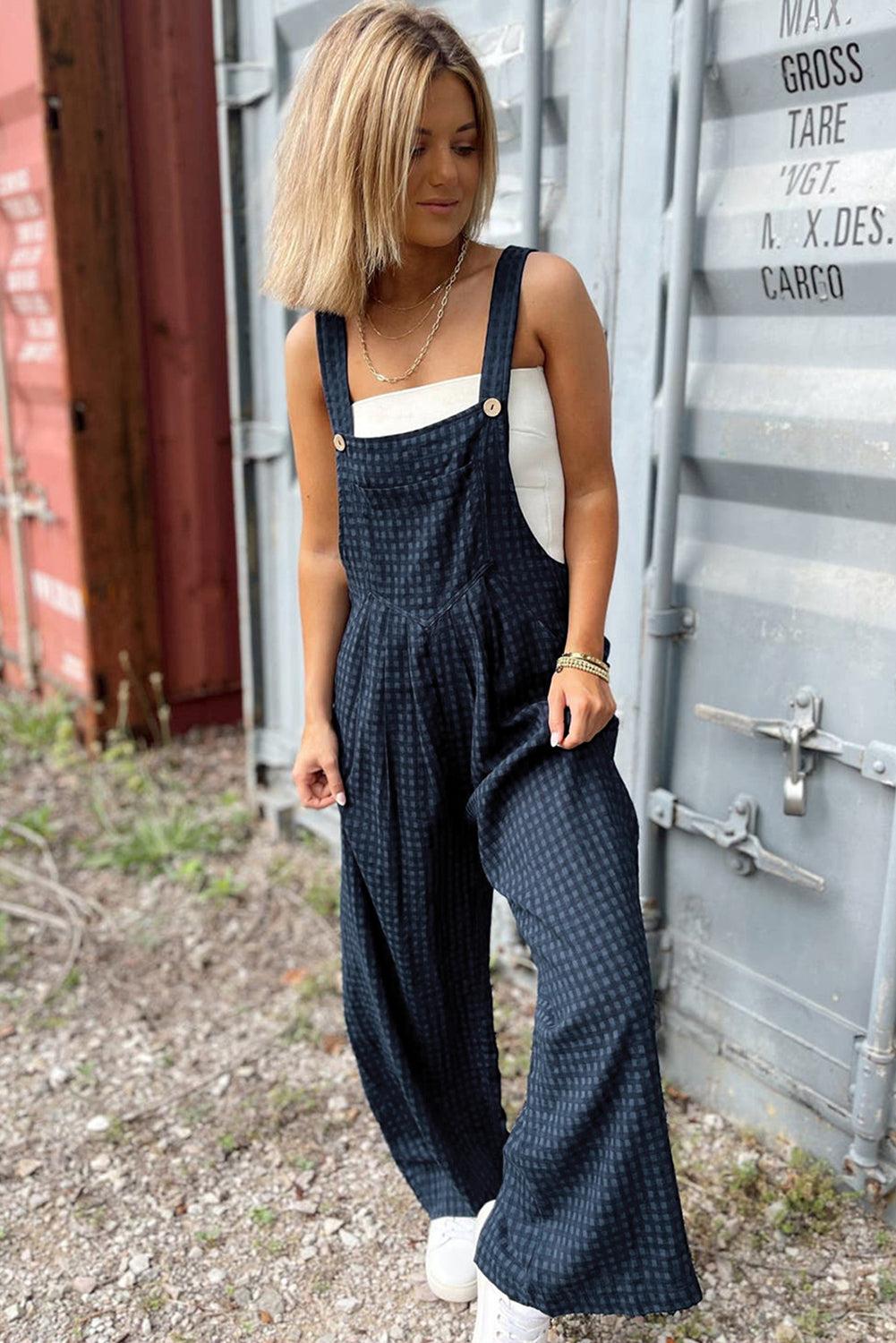 Blue Plaid Overalls