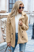 Double Breasted Sherpa Coat Khaki Bazaare Mart Ivy Lane Full Size Lapel Collar Sherpa Coat
