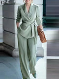 Long Sleeve Wrap Around Pants Suit green Bazaare Mart Lady's Pants Suit