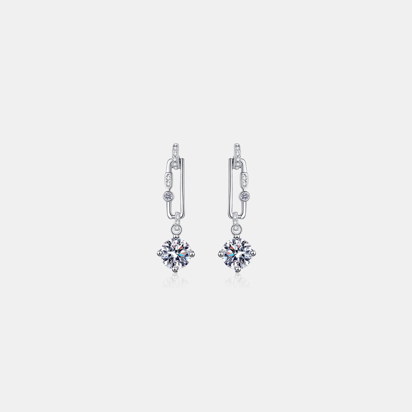 2 Carat Moissanite Silver Dangle Earrings