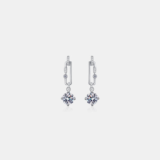 2 Carat Moissanite Silver Dangle Earrings