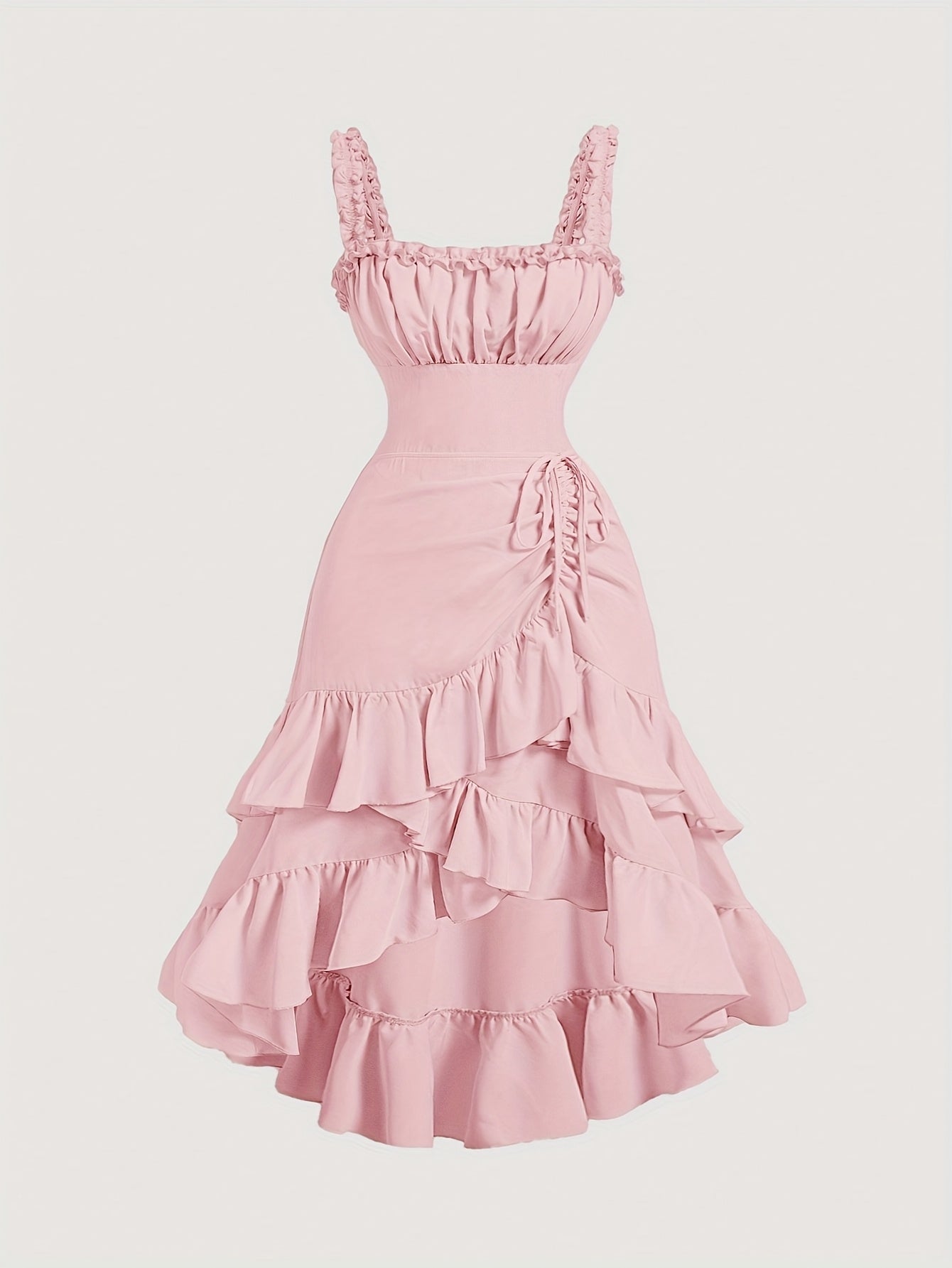 Romantic Multi-Layer Vintage Ruffled Hem Dress