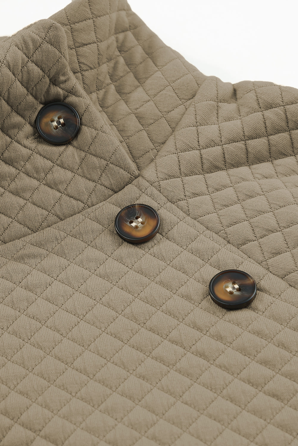 Solid Half Zipper Quilted Pullover Sweatshirt