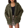 Women's Oversized PU Leather Jacket Army Green Bazaare Mart PU Leather Jacket