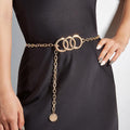 Atmospheric Metal Pendant Chain Belt Triple Circle Buckle Bazaare Mart Chain Belt