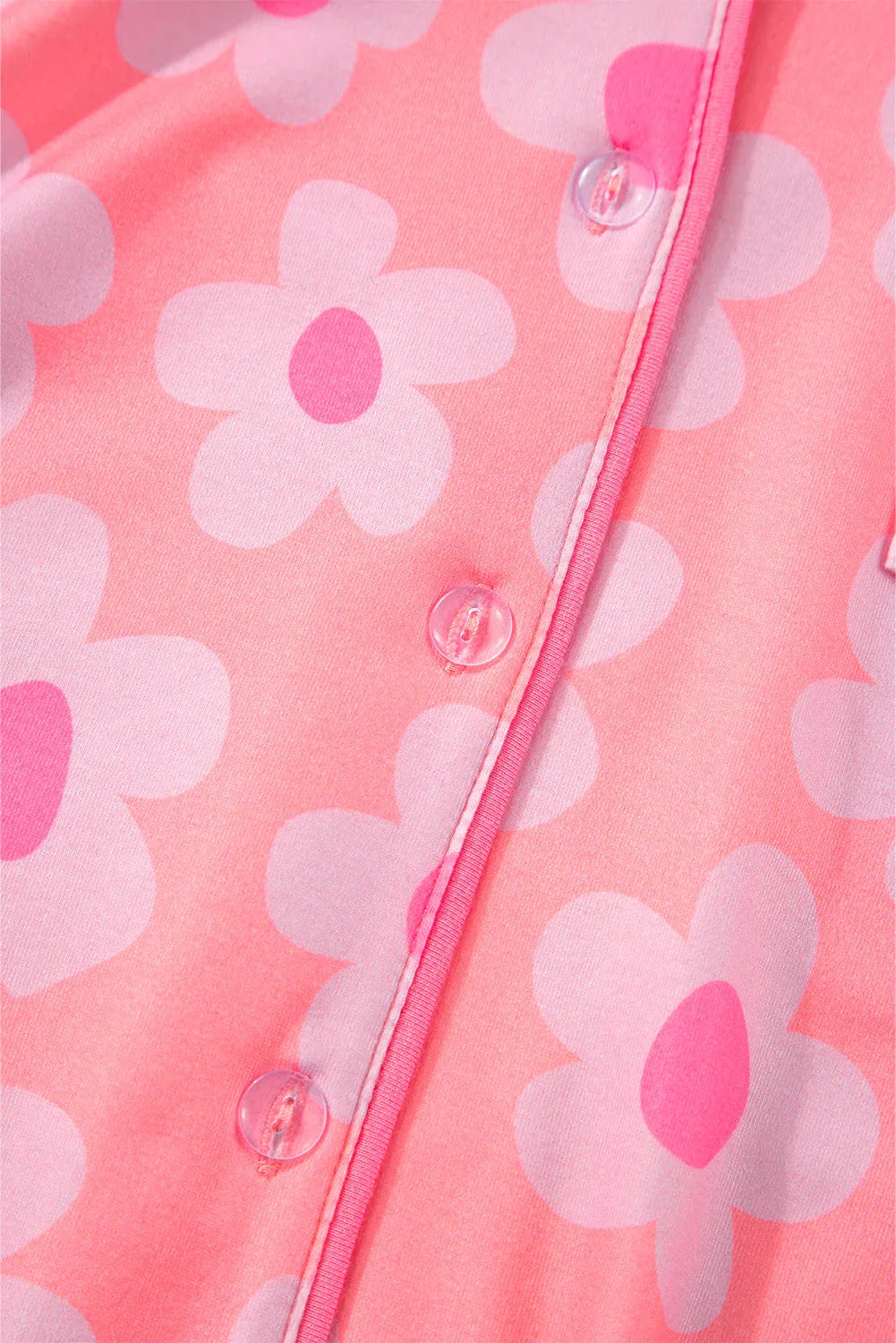 Pink Flower Print Short Sleeve Shirt Pajamas Set Bazaare Mart Loungewear & Sleepwear/Sleepwear