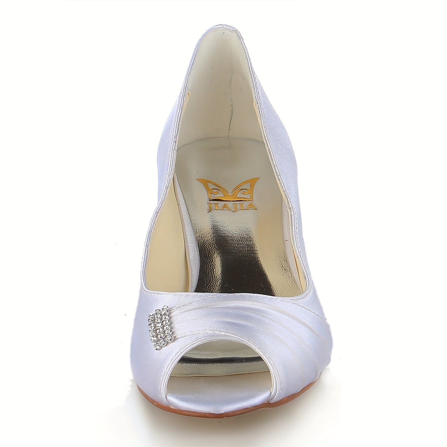 Satin Peep Toe Low Heel Wedding Shoes
