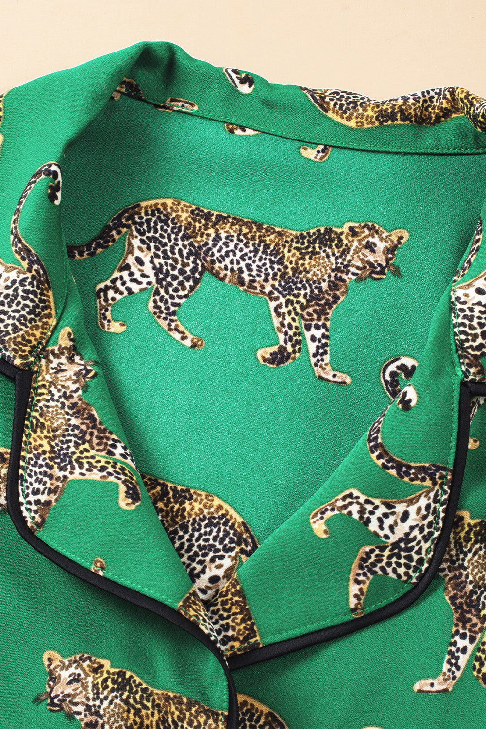 Green Cheetah Print Short Sleeve PJs Shewin Lady's PJs