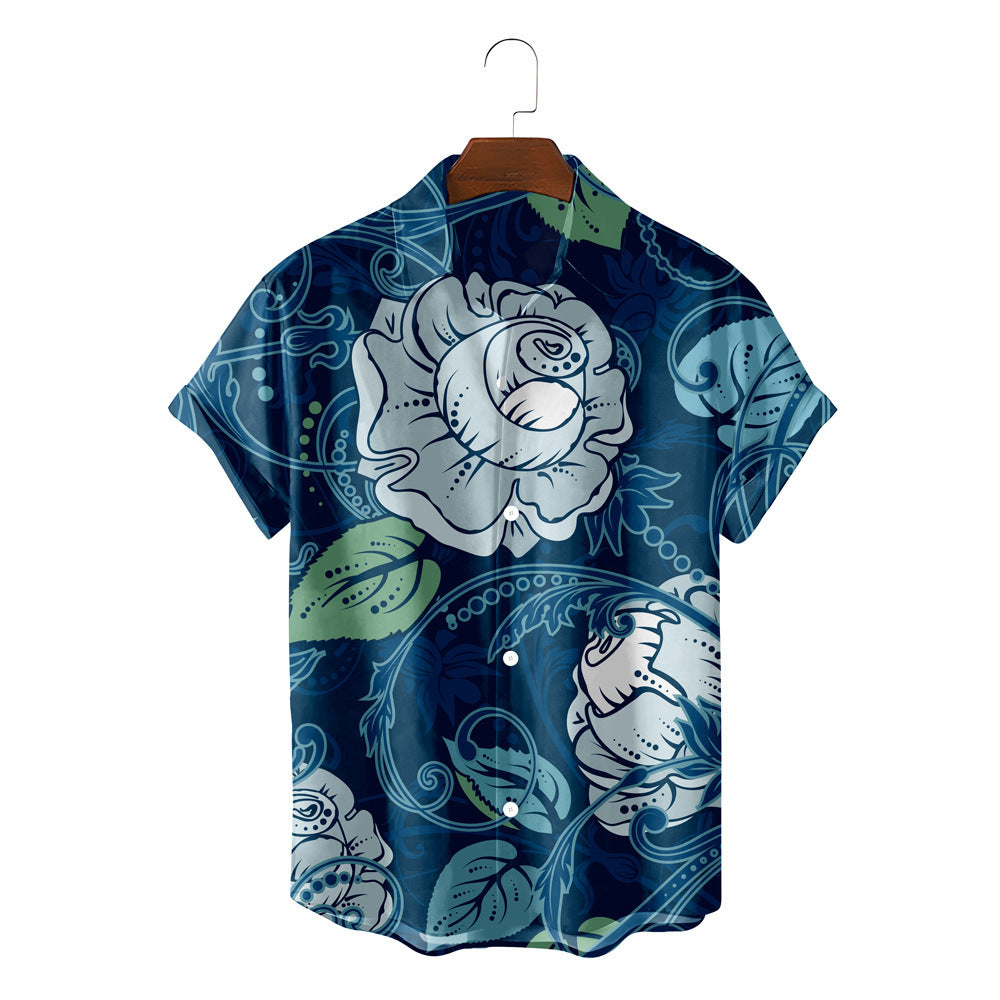 Short Sleeve Printed Button Up Casual Shirts