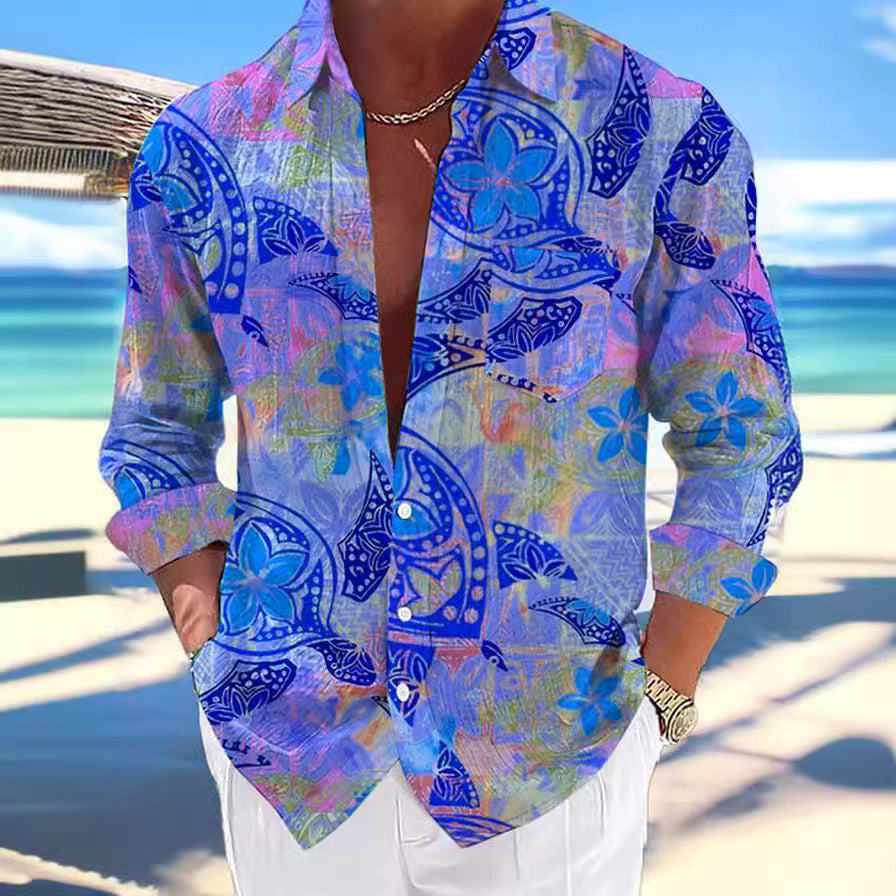 Blue Button Up Long Sleeve Shirt CJ Dropshipping Colorful Long Sleeve Button Up