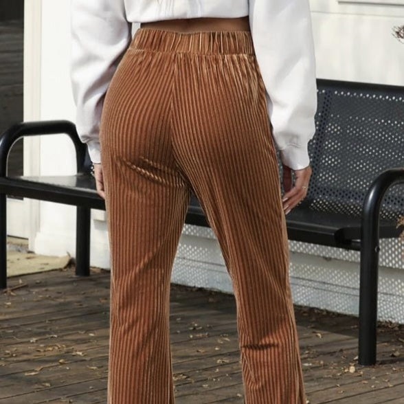 Women's Solid Color High Waist Flared Fleece Pants