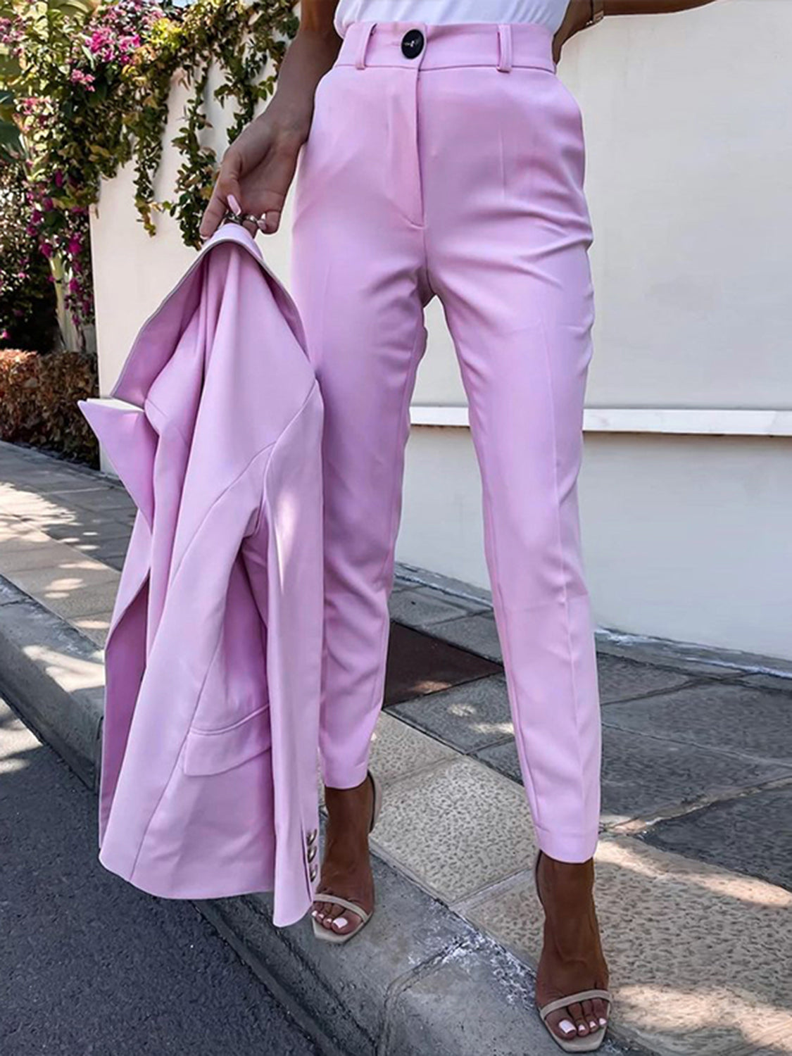 Double Breasted Lapel Collar Pants Suit