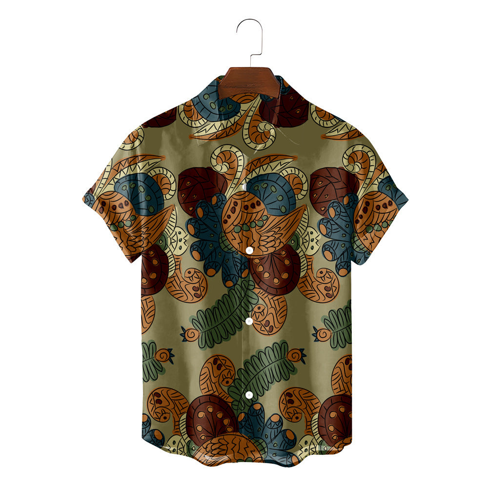 Green Foliage Short Sleeve Button Up