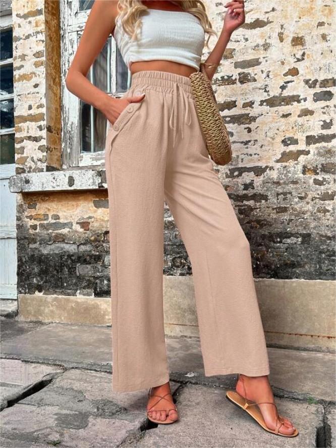 Casual Drawstring High Waist Slacks