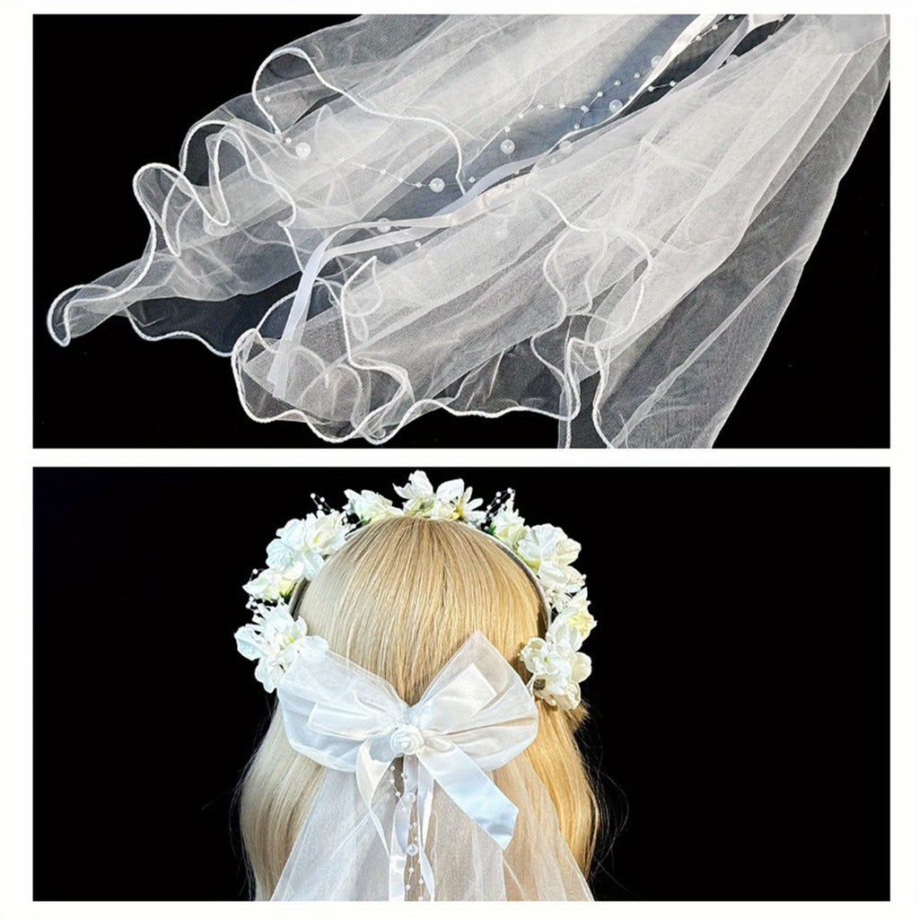 Short Floral Wedding Veil