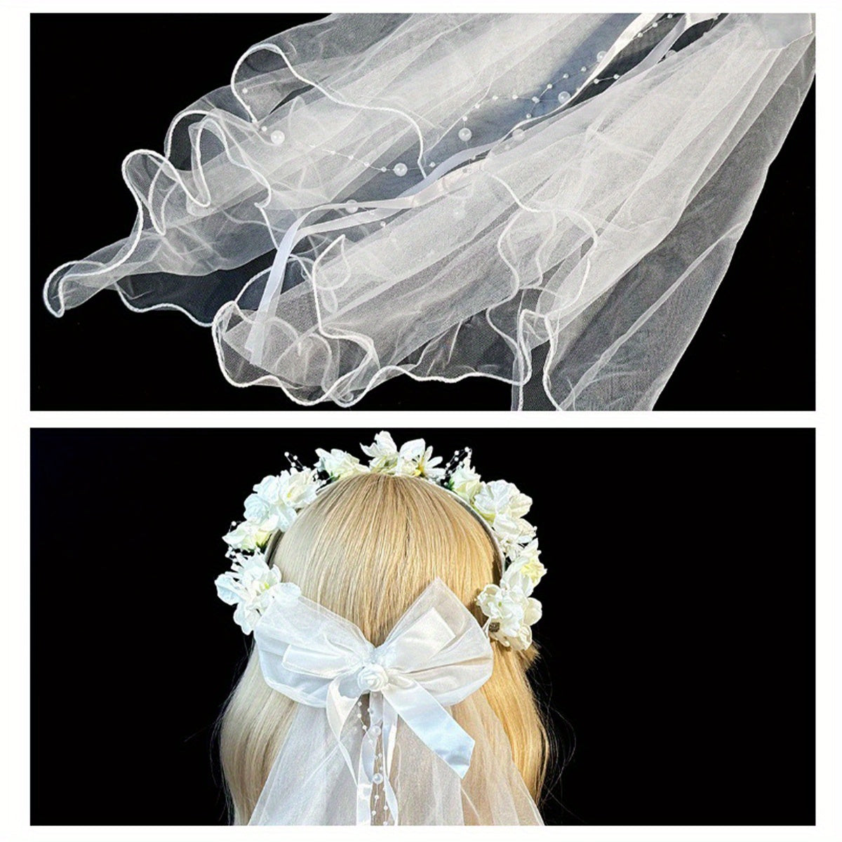 Short Floral Wedding Veil