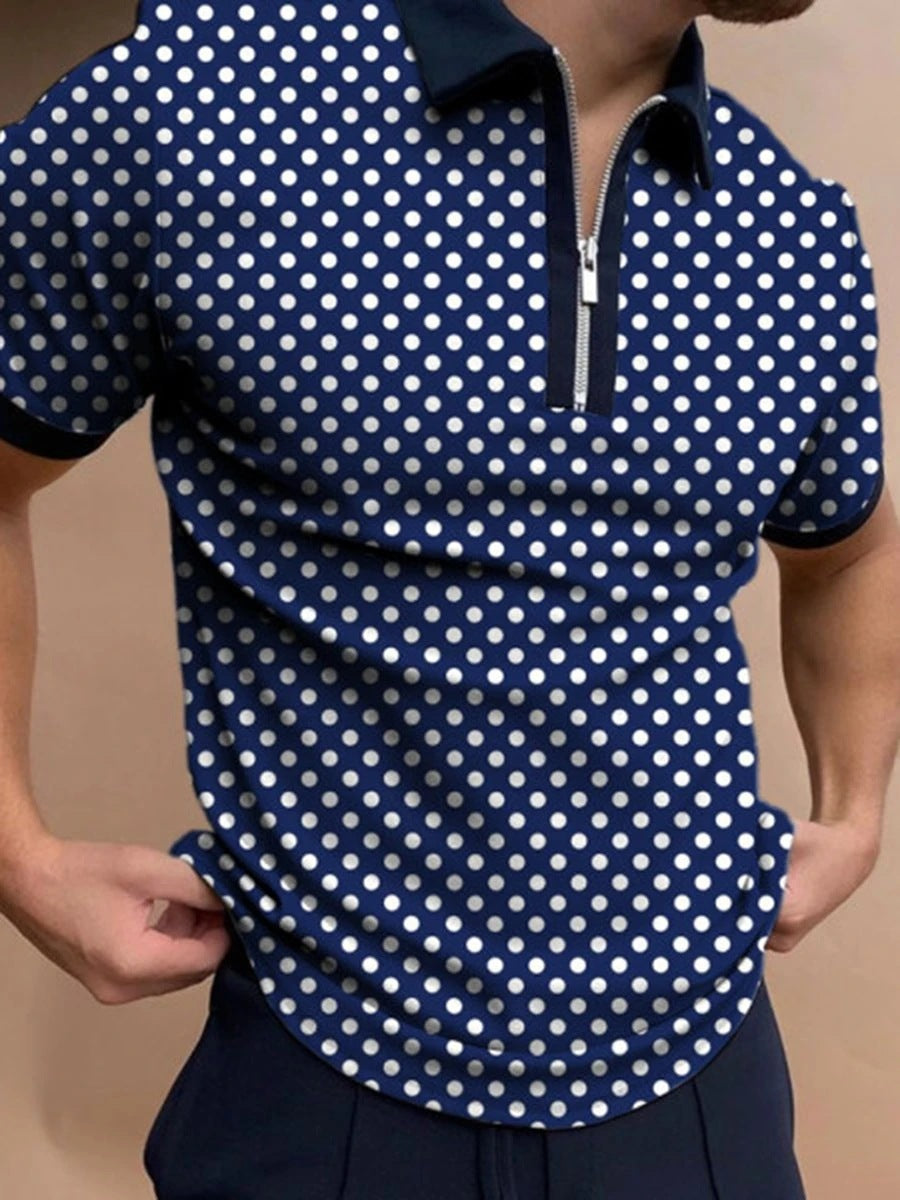 Zipper Print Polo Shirt Dot CJ Dropshipping Polo Shirt