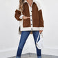 Brown Colorblock Button Down Fleece Shacket Bazaare Mart Outerwear/Jackets