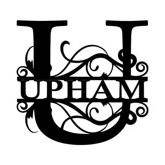Fancy Black Iron Custom Name & Initial
