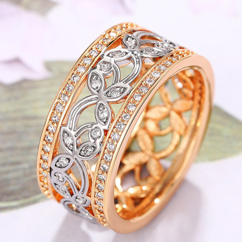 Wide Hollow Floral Rings