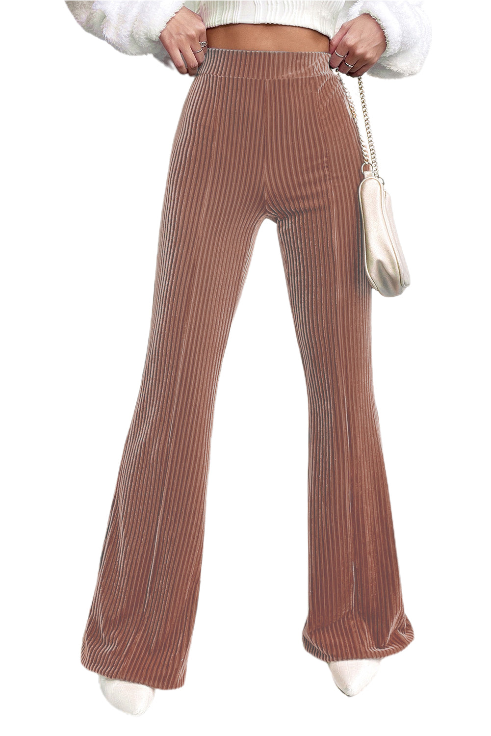 Black High Waist Flare Corduroy Pants