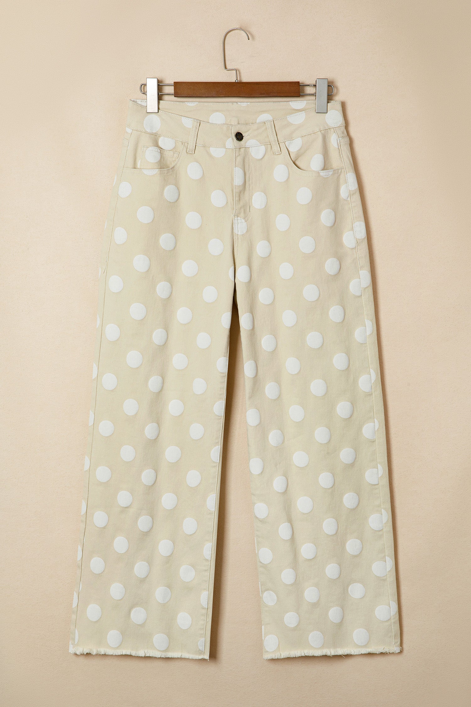 Sky Blue Polka Dot Print Raw Hem Shift Jeans Dear-Lover Dropshipping Bottoms/Jeans