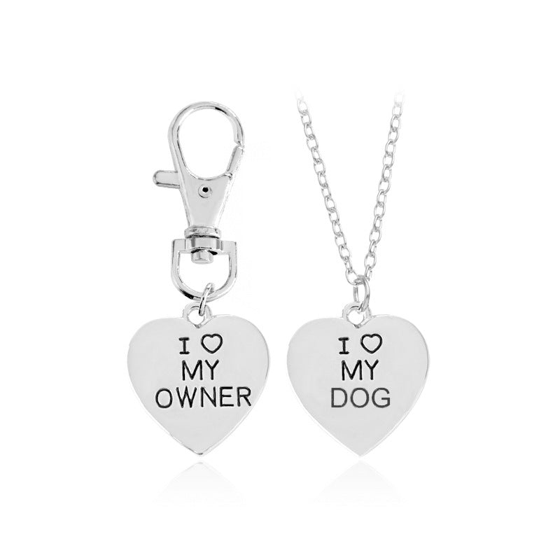 I Love My Owner Collar, I love My Dog Necklace Set