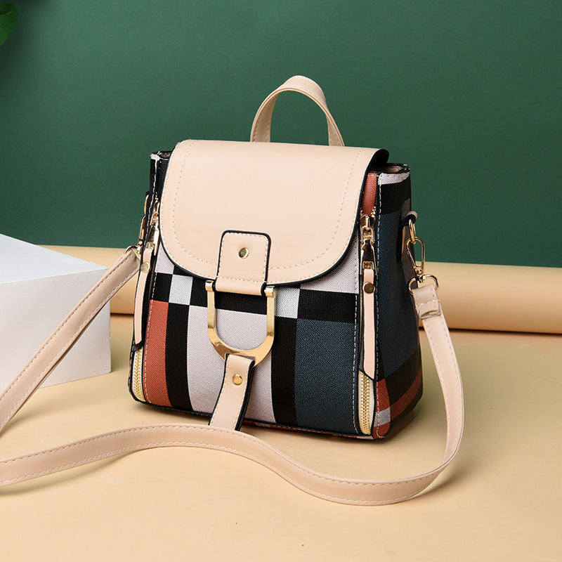 Women Colorblock Grid Backpack