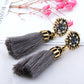 Retro Fringed Tassel Earrings Grey Bazaare Mart Tassel Earrings