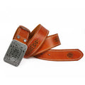 Celtic Embossed Unisex Leather Belts Brown yellow Bazaare Mart Leather Belt
