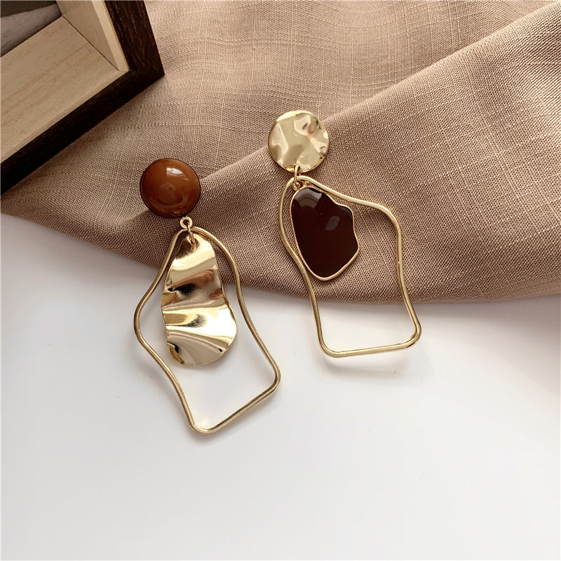 Goldtone Asymmetric Irregular Earrings