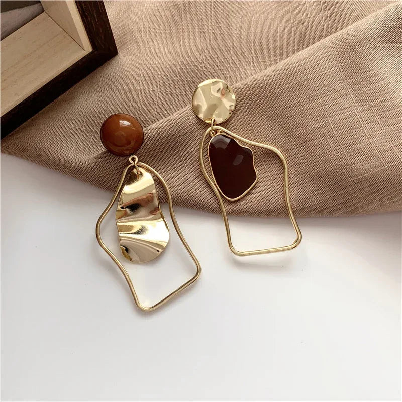 Goldtone Asymmetric Irregular Earrings Bazaare Mart Gold Geo Irregular Earrings