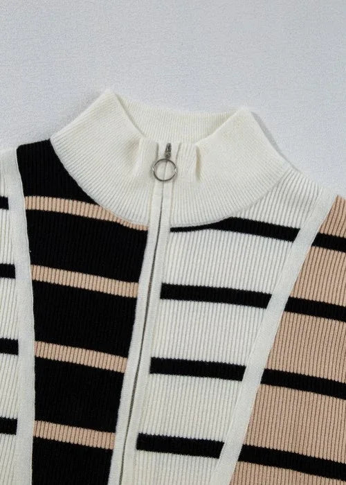 Striped Short Sleeve Sweater Top Bazarre Mart Color Block Strip Short Sleeve Top