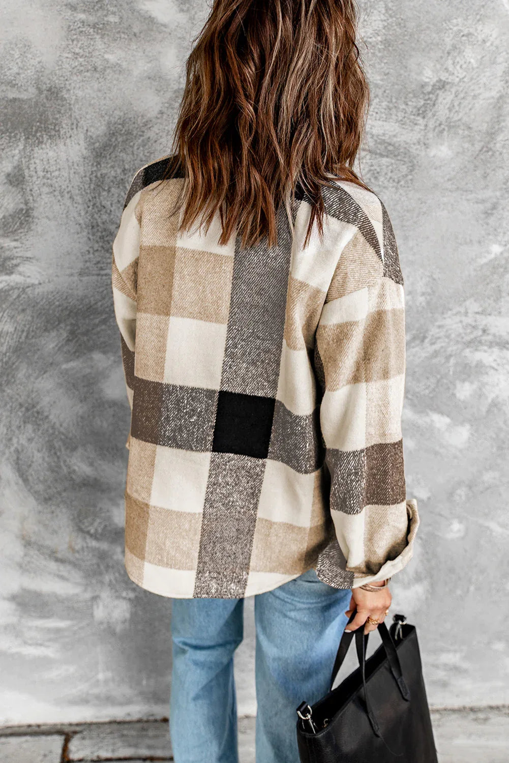 Plaid Button Up Long Sleeve Shacket Bazaare Mart Outerwear/Plaid Shackets