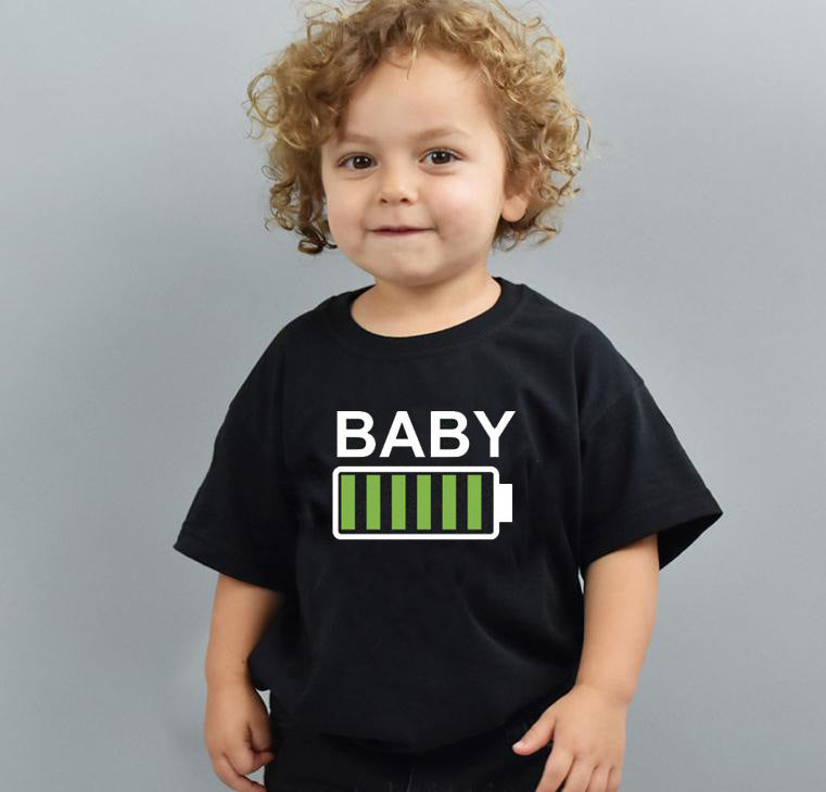 Funny Battery Power Parent-Child Graphic Tees Baby T-shirt CJ Dropshipping Graphic Tees
