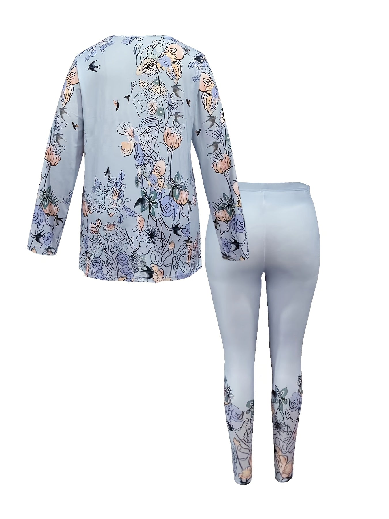 Light Blue Floral Lace Trim Outfit