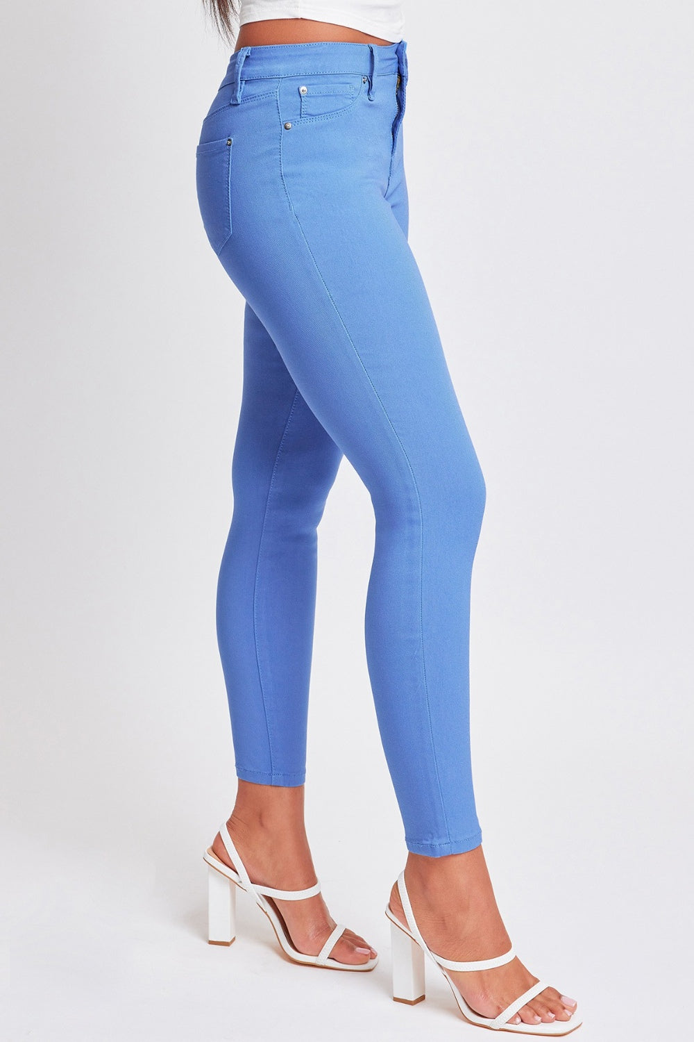 Blue Plus Size Hyperstretch Mid-Rise Skinny Pants