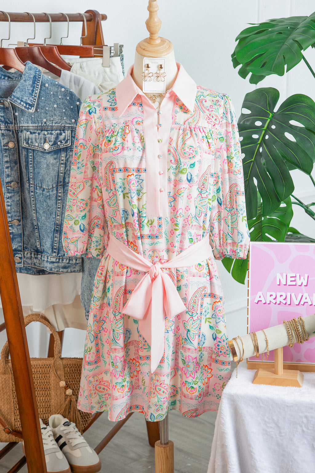 Pink Pastel Patchwork Mini Dress – Half Button Belted Color Block Dress Dear-Lover Dropshipping Dresses/Floral Dresses