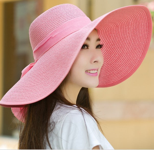 Large Floppy Folding Pink Beach Hat