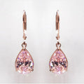 Pink Pear Shaped CZ Drop Earrings Pink Bazaare Mart Pink Silver Pear Earrings