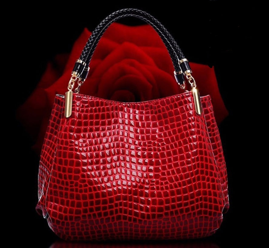 Croc Print Shoulder Bag