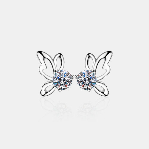 Butterfly Moissanite Earrings Silver One Size Bazaare Mart 1 Carat Moissanite Butterfly Shape Earrings