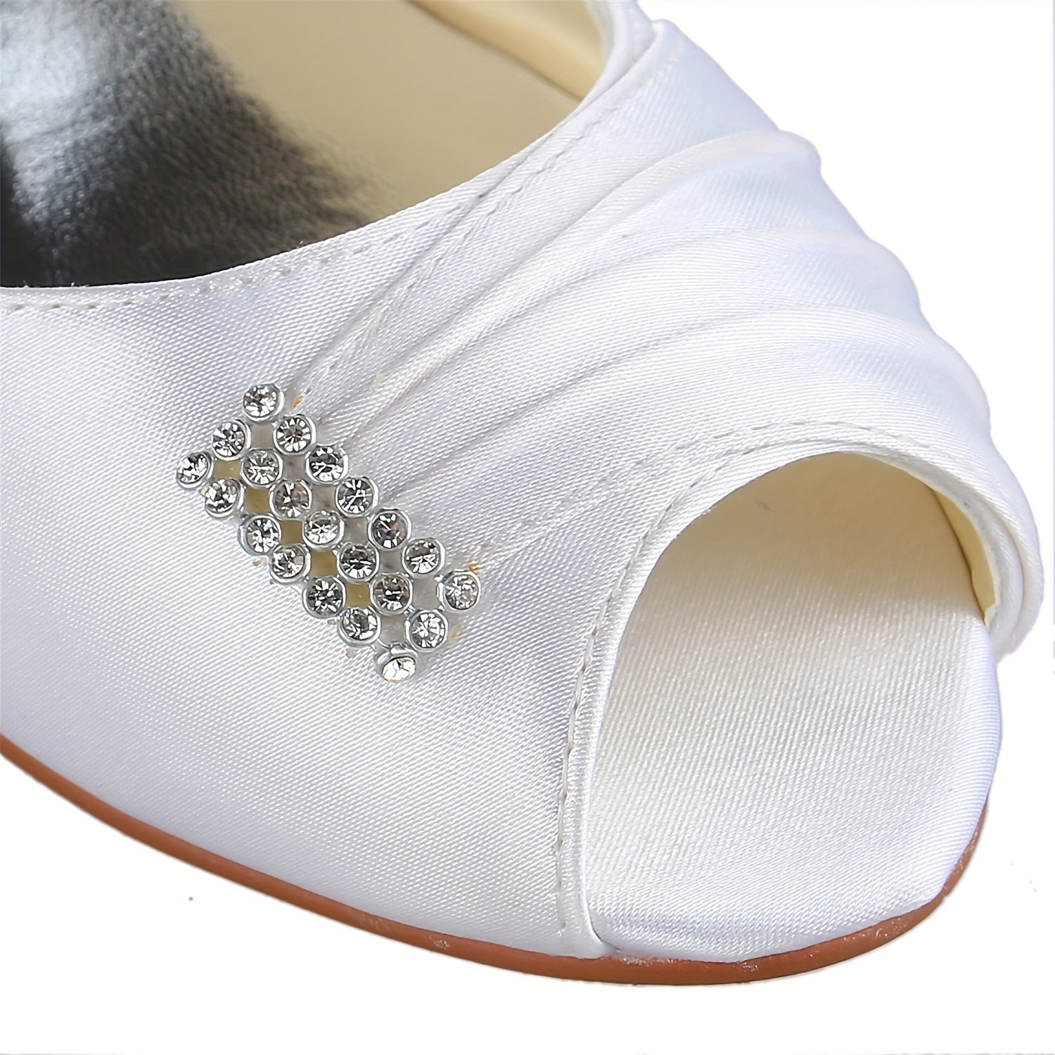 Satin Peep Toe Low Heel Wedding Shoes
