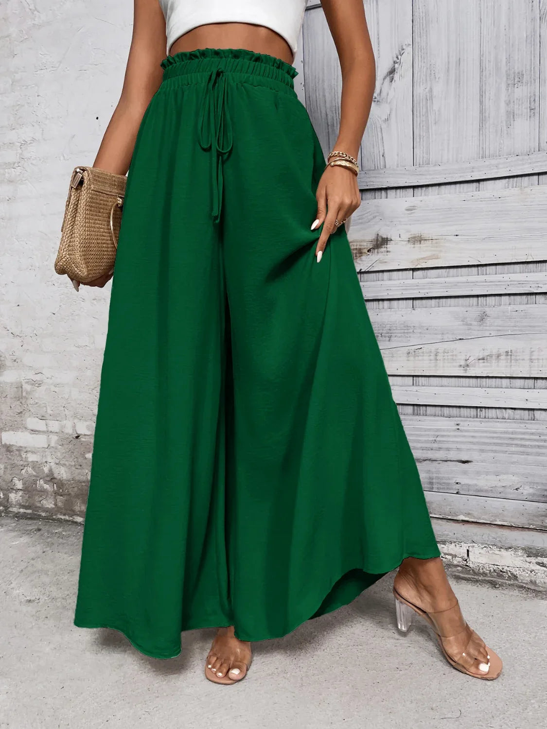 Tied High Waist Wide Leg Pants Bazaare Mart Extra Wide Leg Pants