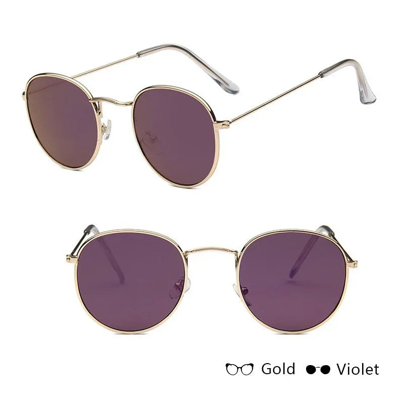 Women Retro Sunglasses Gold + Purple Bazaare Mart Sunglasses