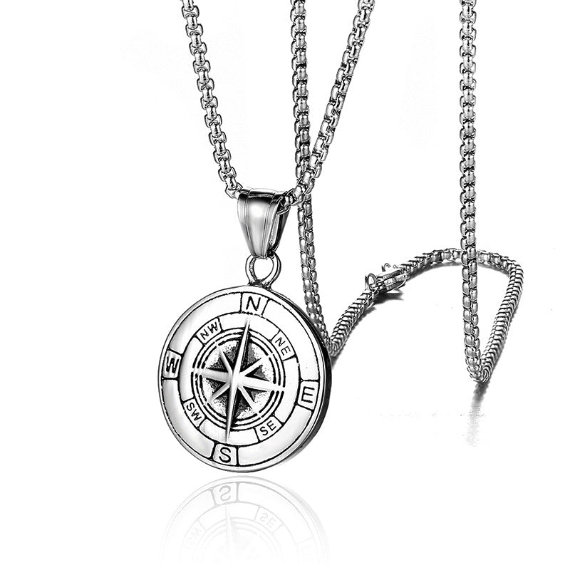 Steel Compass Necklace