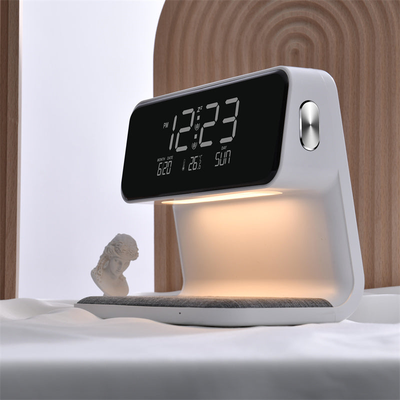 Wireless Bedside Lamp Alarm Clock Phone Charger - Bazaare Mart