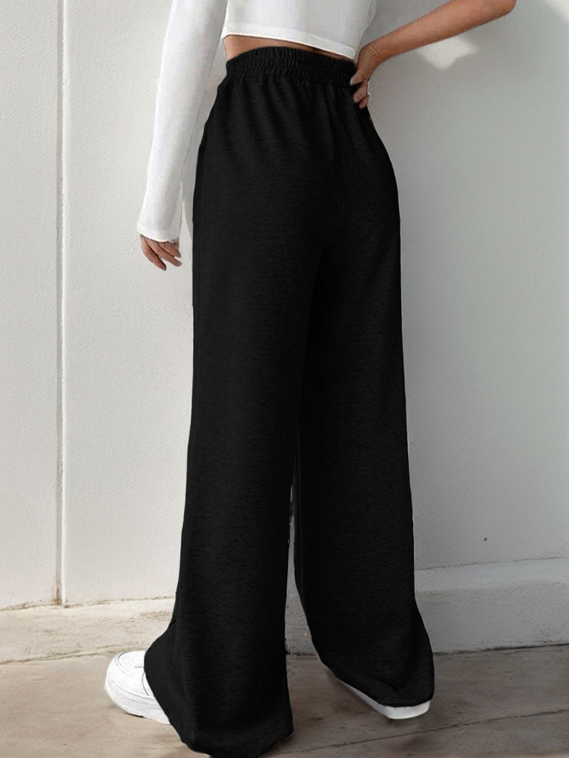 Elastic Waist Wide Leg Sweatpants