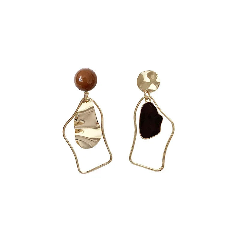 Goldtone Asymmetric Irregular Earrings Picture color Bazaare Mart Gold Geo Irregular Earrings